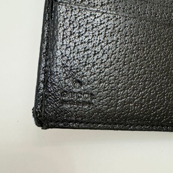 Gucci Double Sided Canvas GG Logo Leather Trim Bifold Wallet Black - Picture 11 of 15